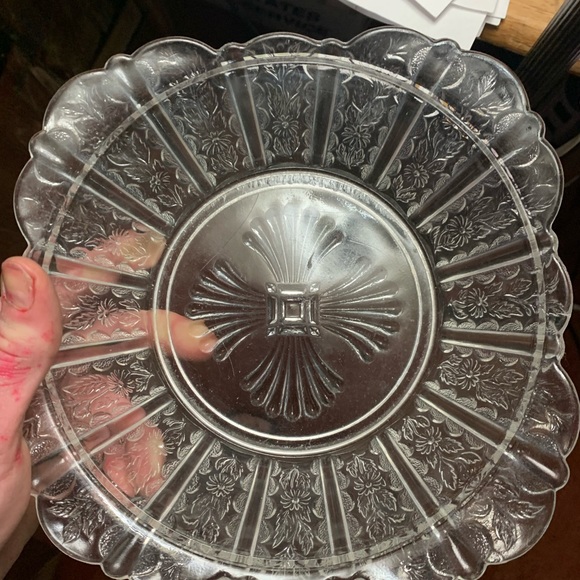 EAPG Heavily Etched Square Glass Bowl - Picture 7 of 9